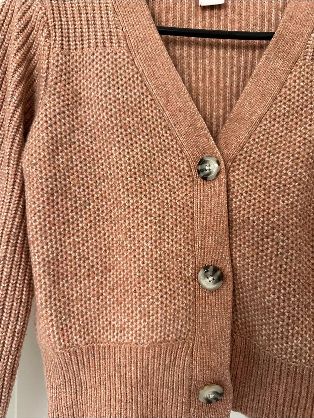 Dusty Pink Cropped V-Neck Button Cardigan Sweater